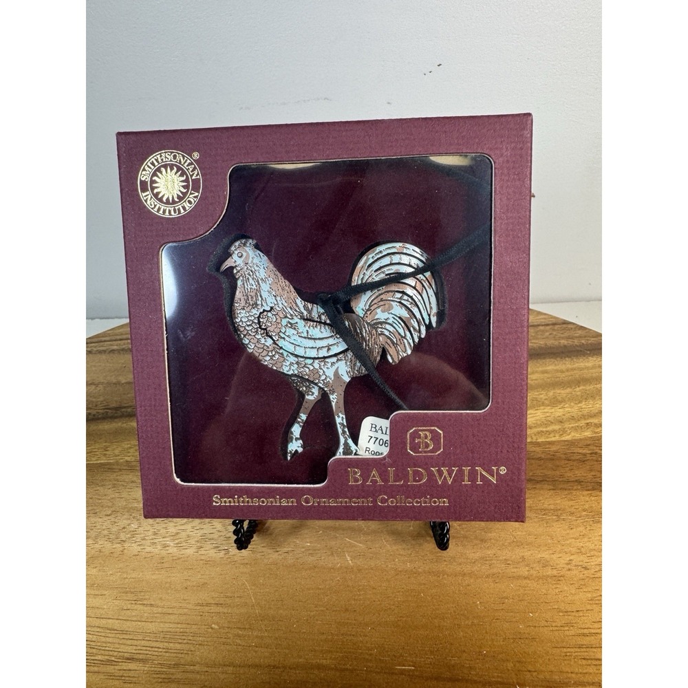 2002 Smithsonian Institute Rooster Baldwin Brass 24 Karat Gold Finished Ornament